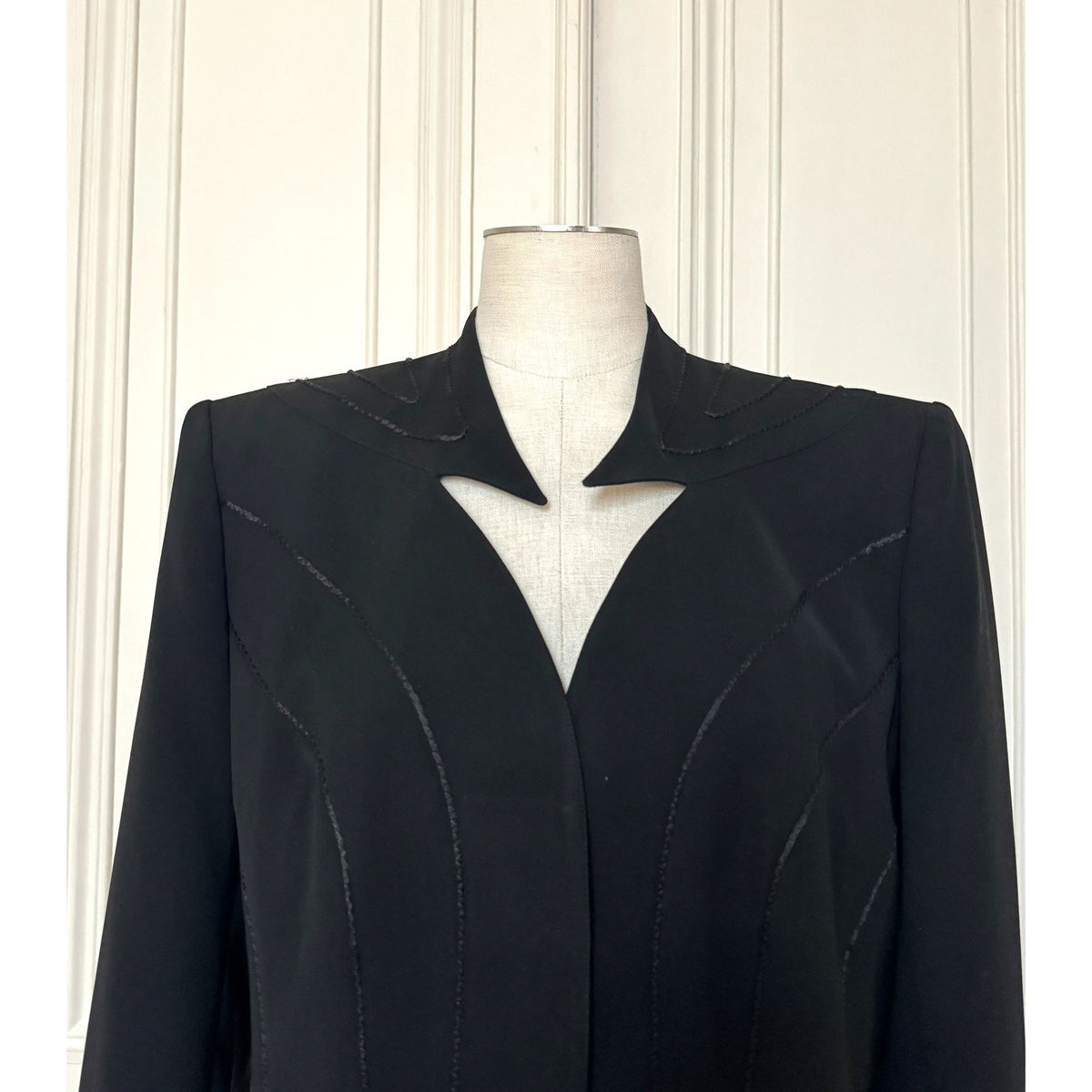 1990s Black Sculptural Collar Blazer Jacket