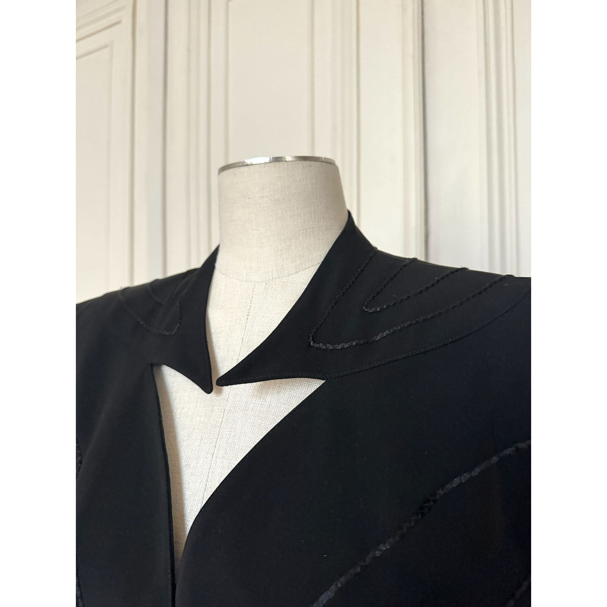 1990s Black Sculptural Collar Blazer Jacket