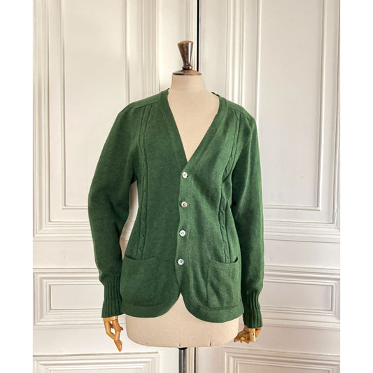1980s Green Scottish Wool Cardigan