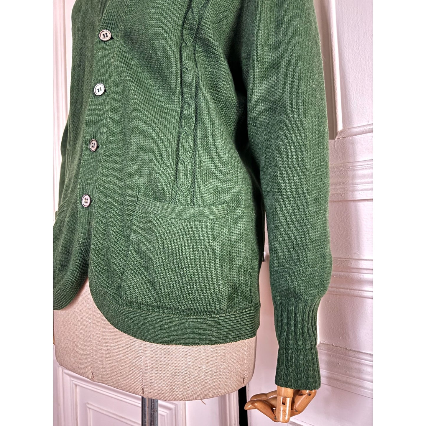 1980s Green Scottish Wool Cardigan