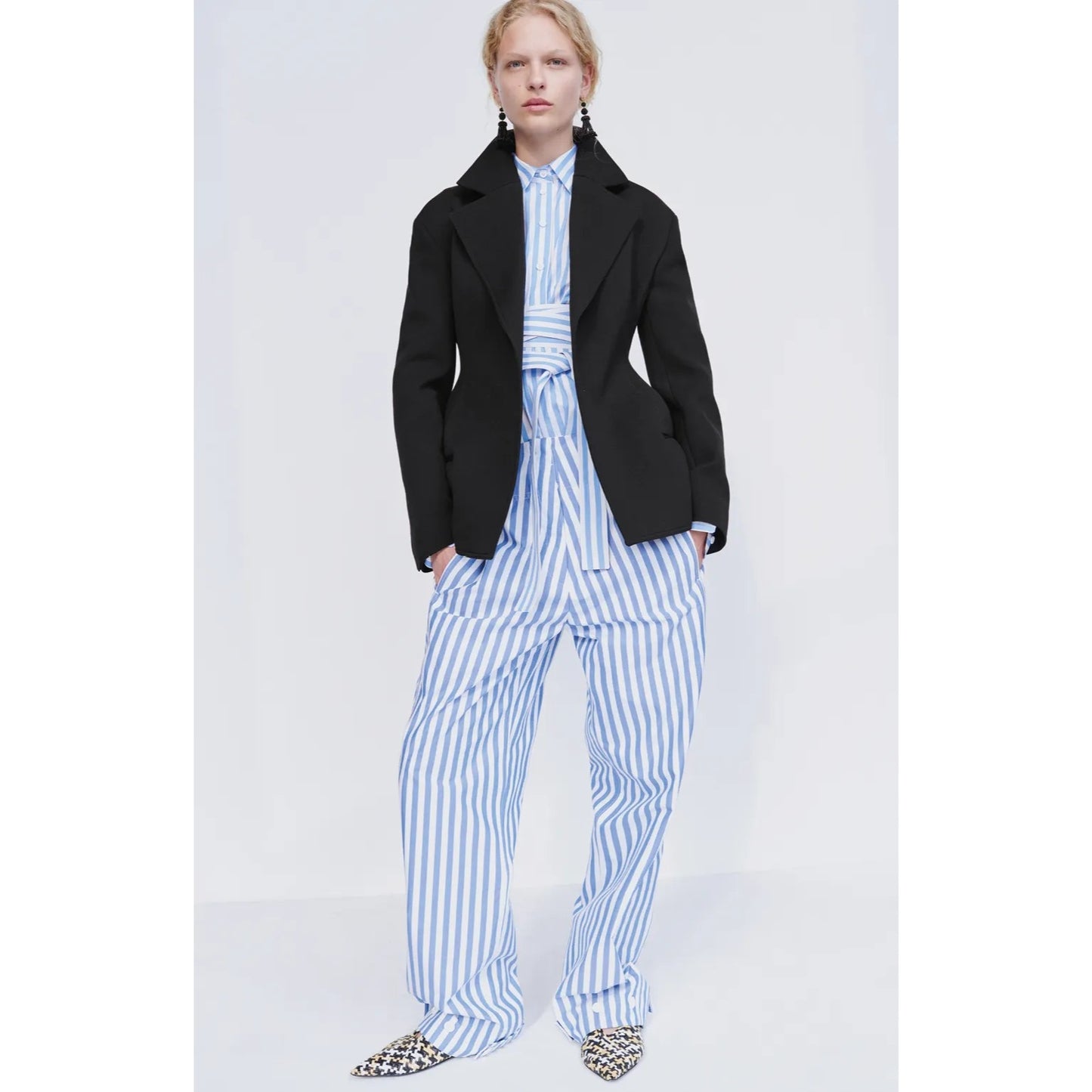Resort 2016  Blue & White Striped Wide-Leg Pants