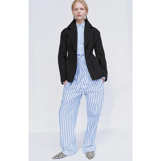 Resort 2016  Blue & White Striped Wide-Leg Pants
