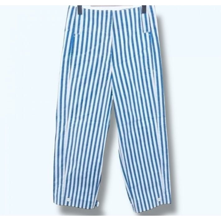 Resort 2016  Blue & White Striped Wide-Leg Pants