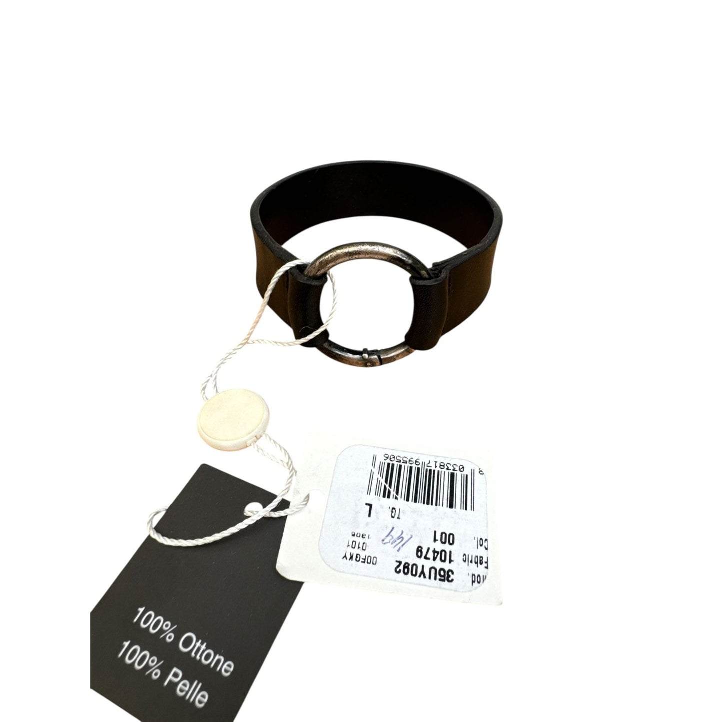 Black Leather Bracelet Size L