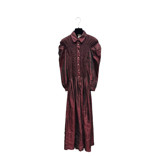 Vintage Burgundy Silk Maxi Dress