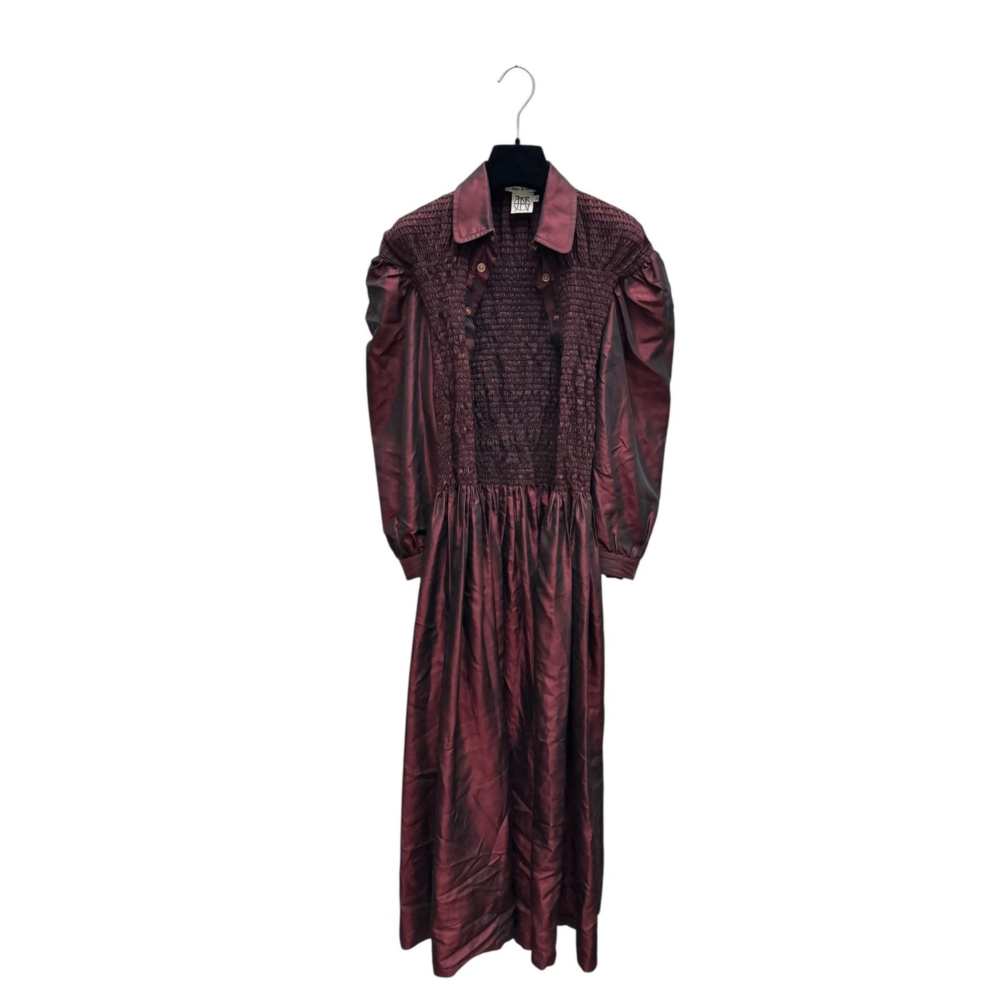 Vintage Burgundy Silk Maxi Dress