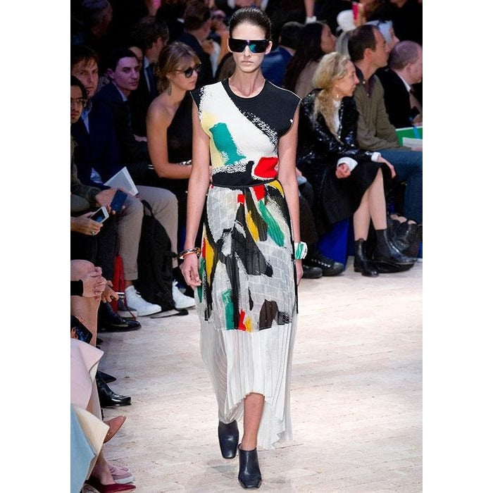 SS 2014 Abstract Print Pleated Midi Skirt