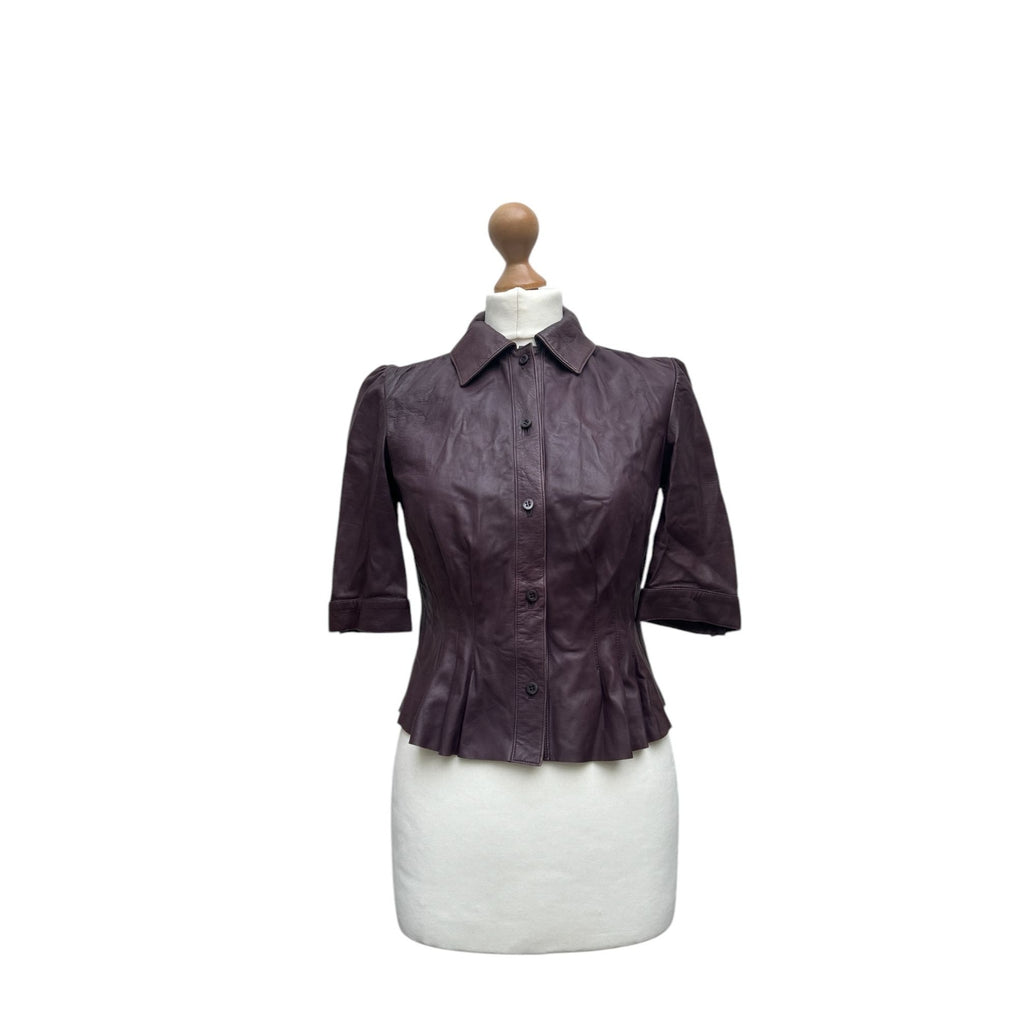 Burgundy Leather Blouse