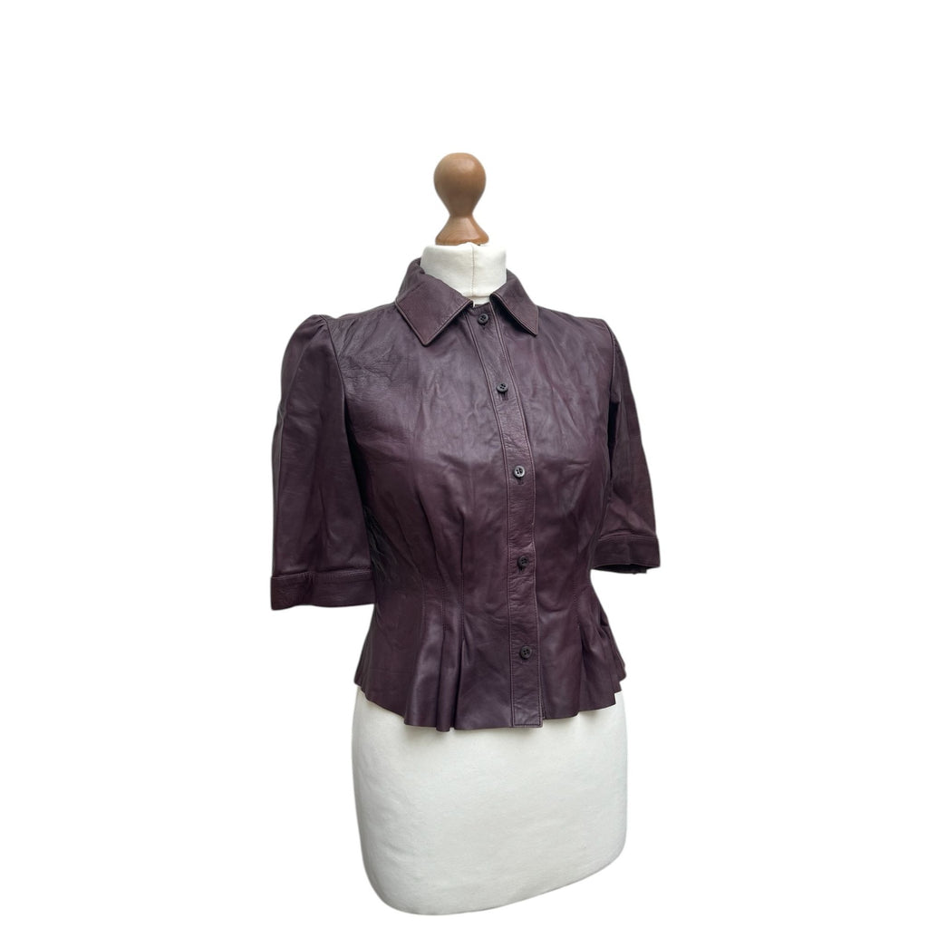 Burgundy Leather Blouse