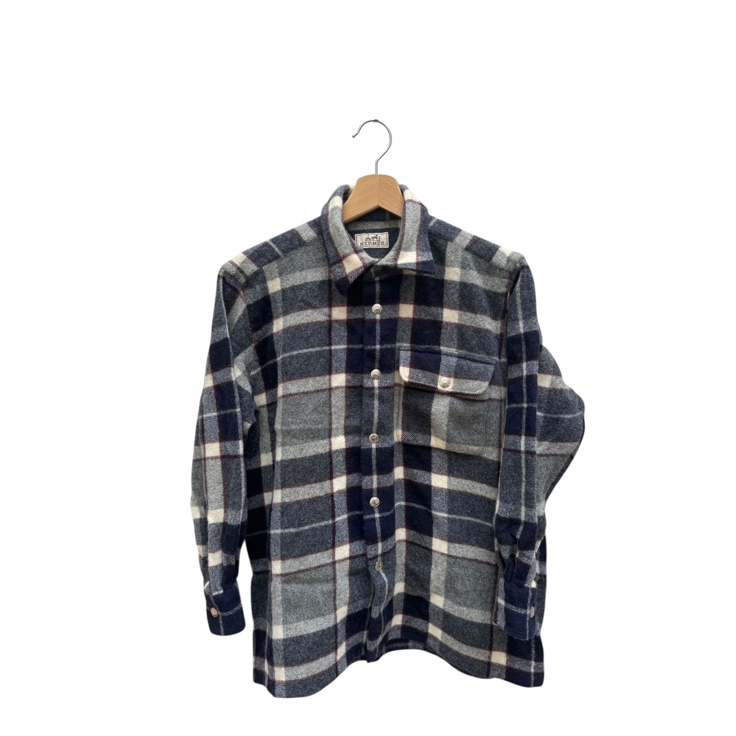 Navy Grey Heavy Wool Overshirt