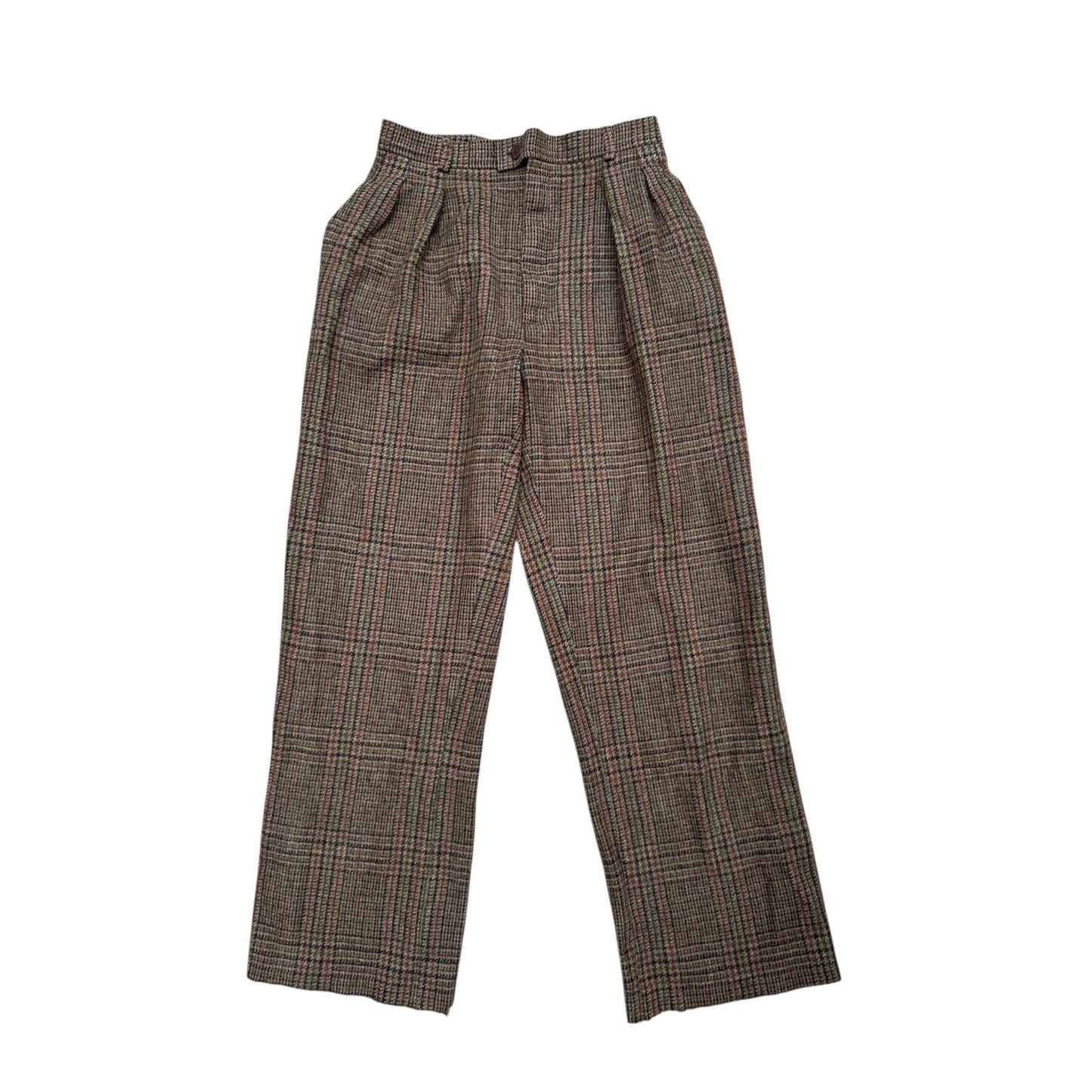1970s Brown Checkered Wool Pants