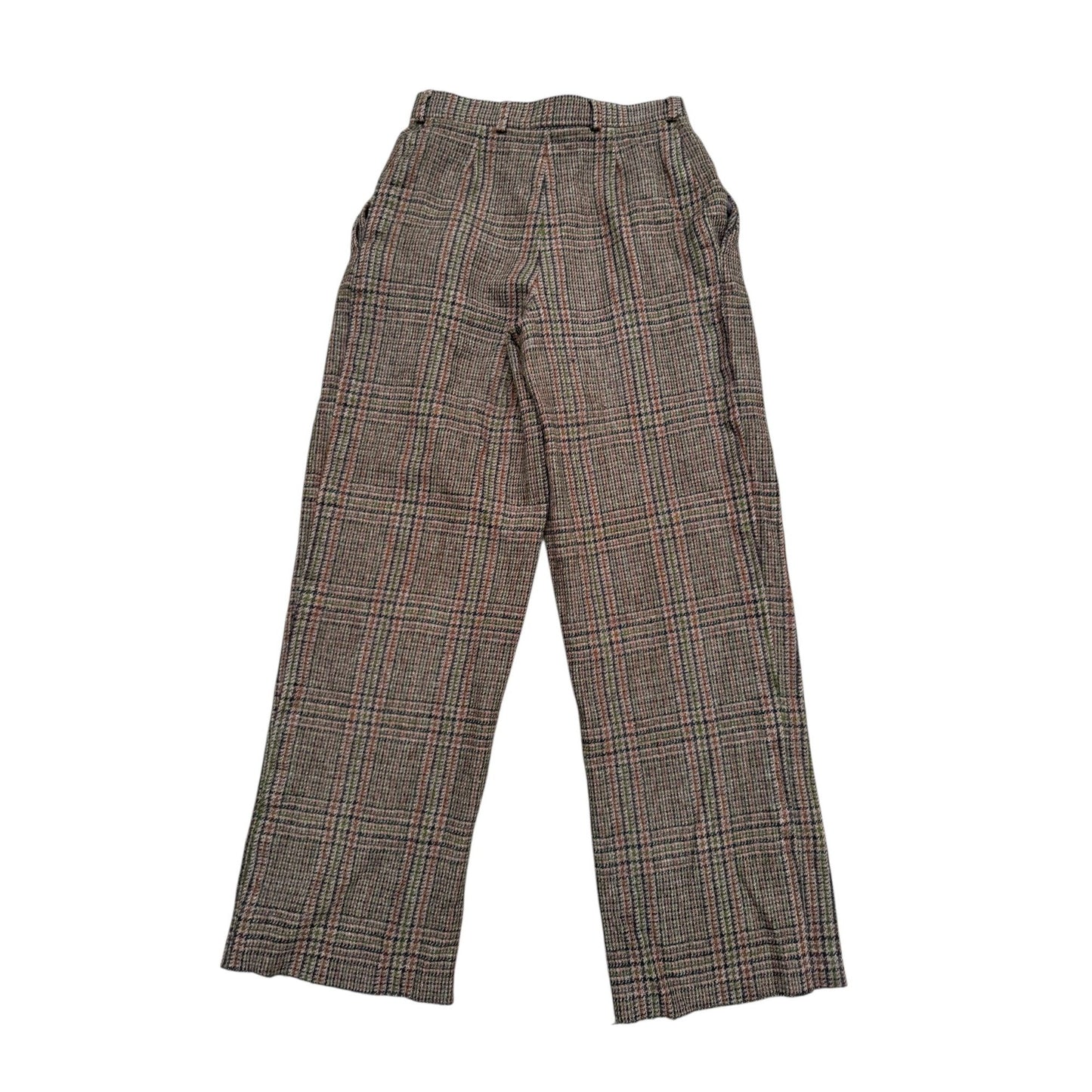 1970s Brown Checkered Wool Pants
