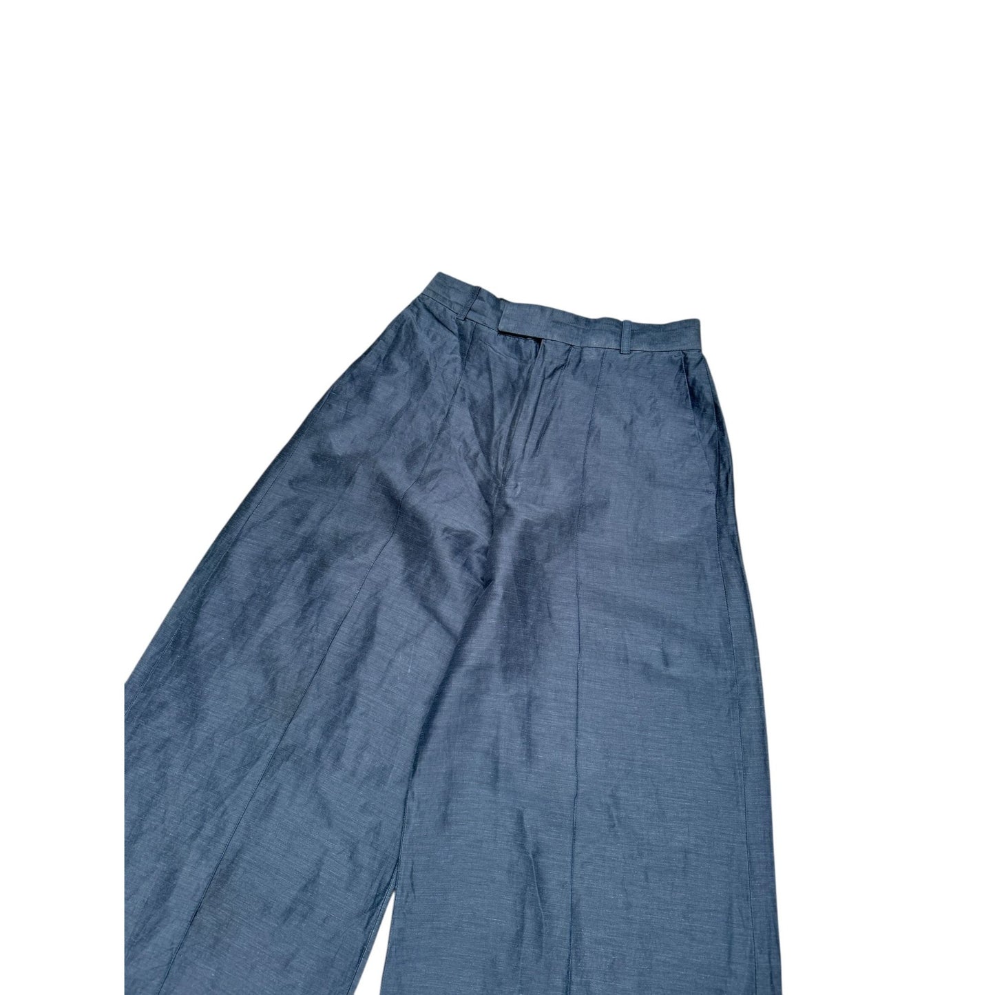 Navy Wide-Leg Linen Pants