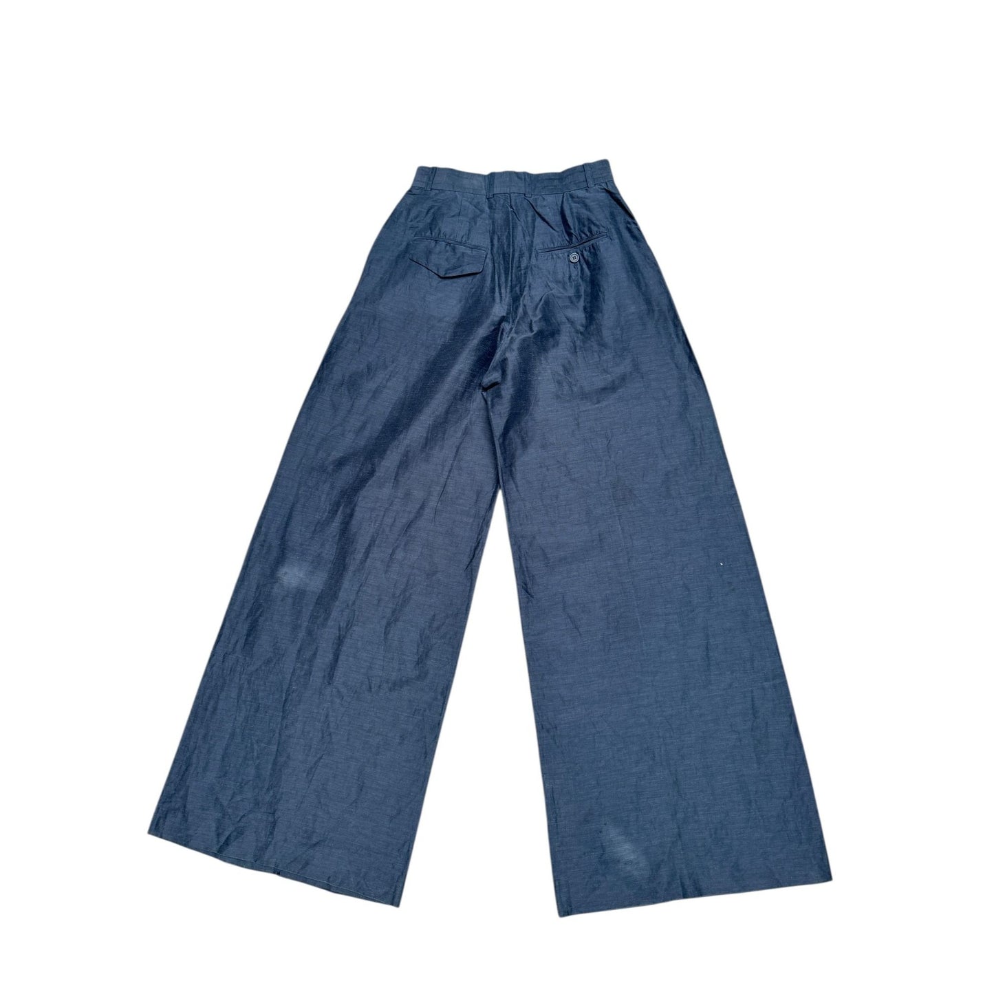 Navy Wide-Leg Linen Pants