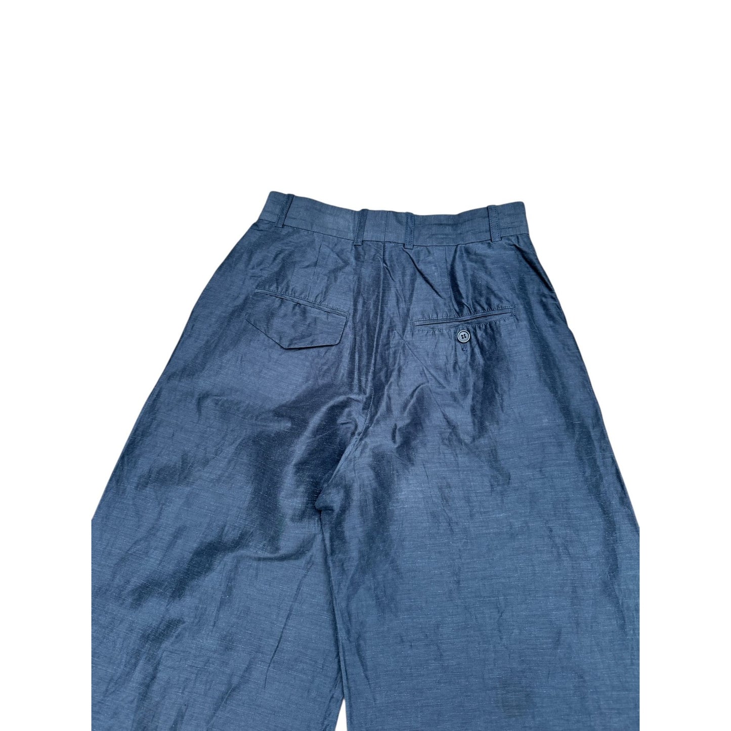 Navy Wide-Leg Linen Pants