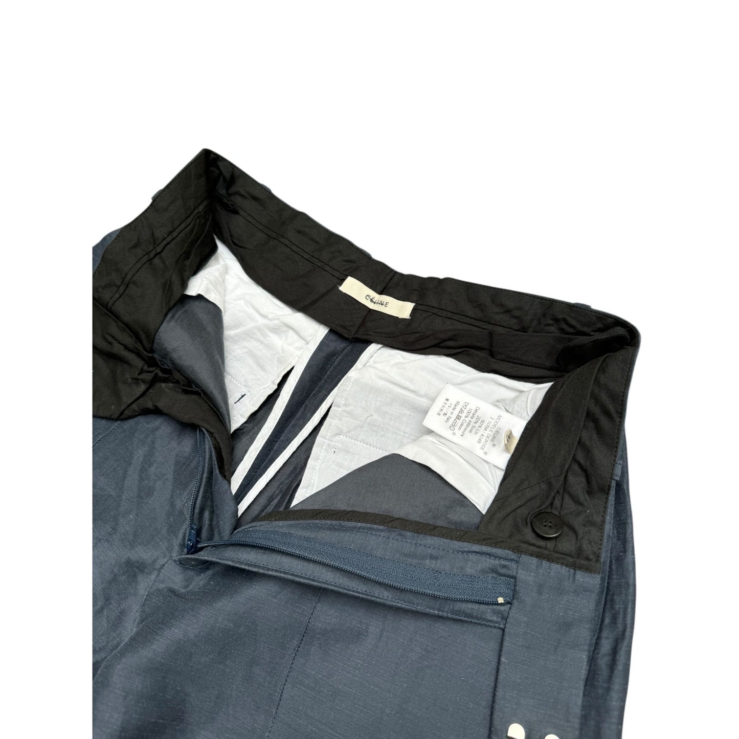 Navy Wide-Leg Linen Pants