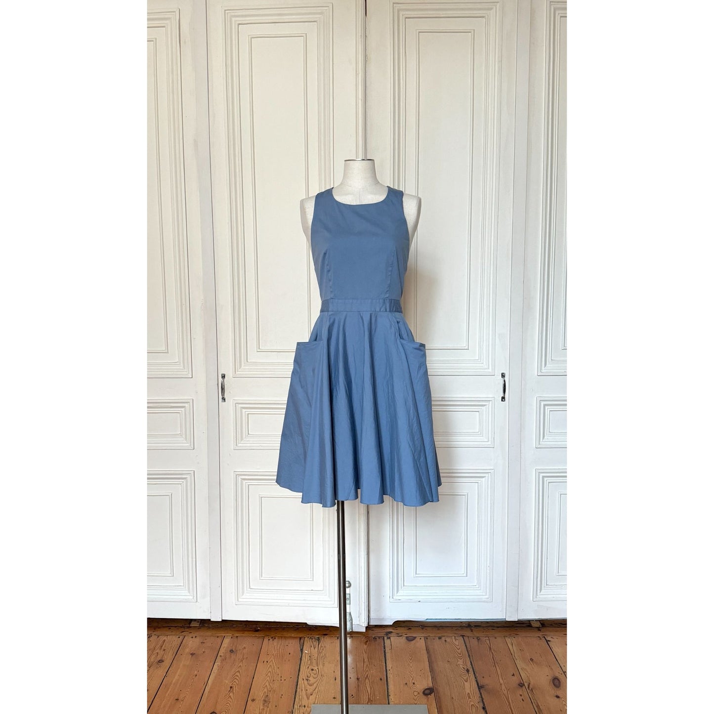 2006 Blue Cotton Blend Cross-Back Dress