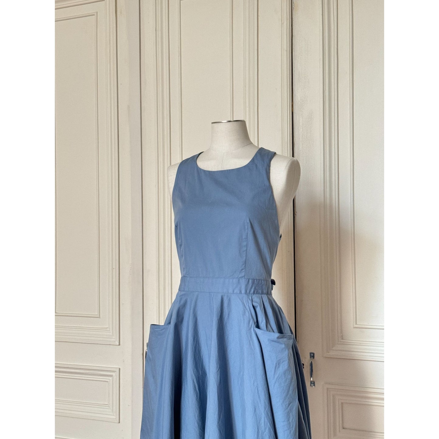 2006 Blue Cotton Blend Cross-Back Dress