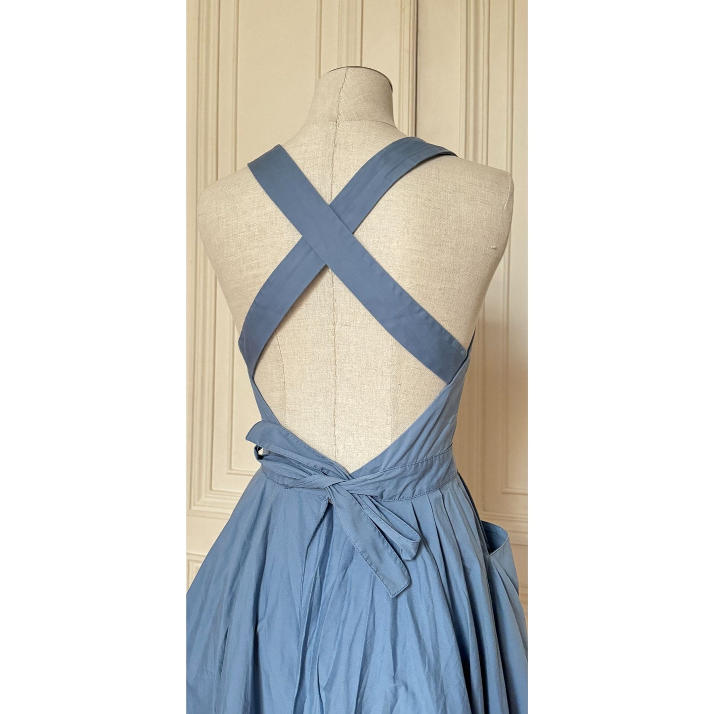 2006 Blue Cotton Blend Cross-Back Dress