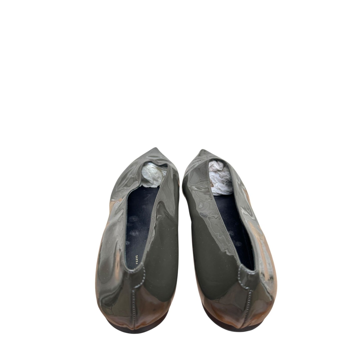 Phoebe Philo Glossy Olive Grey Patent Leather Pointed Flats