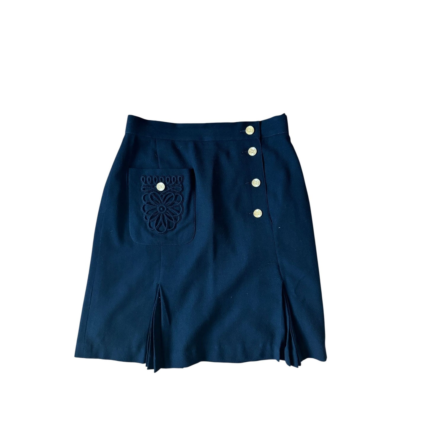1980s Black Wool Skirt 