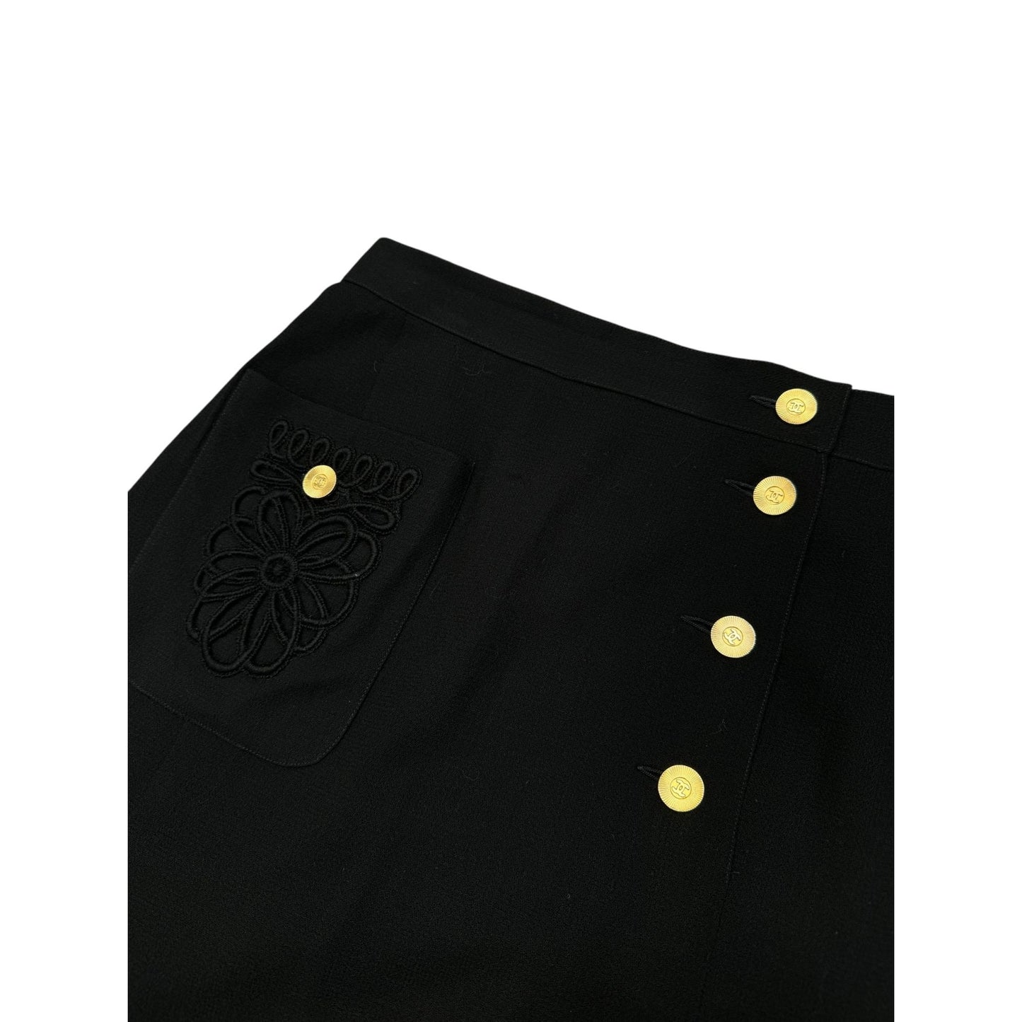 1980s Black Wool Skirt 