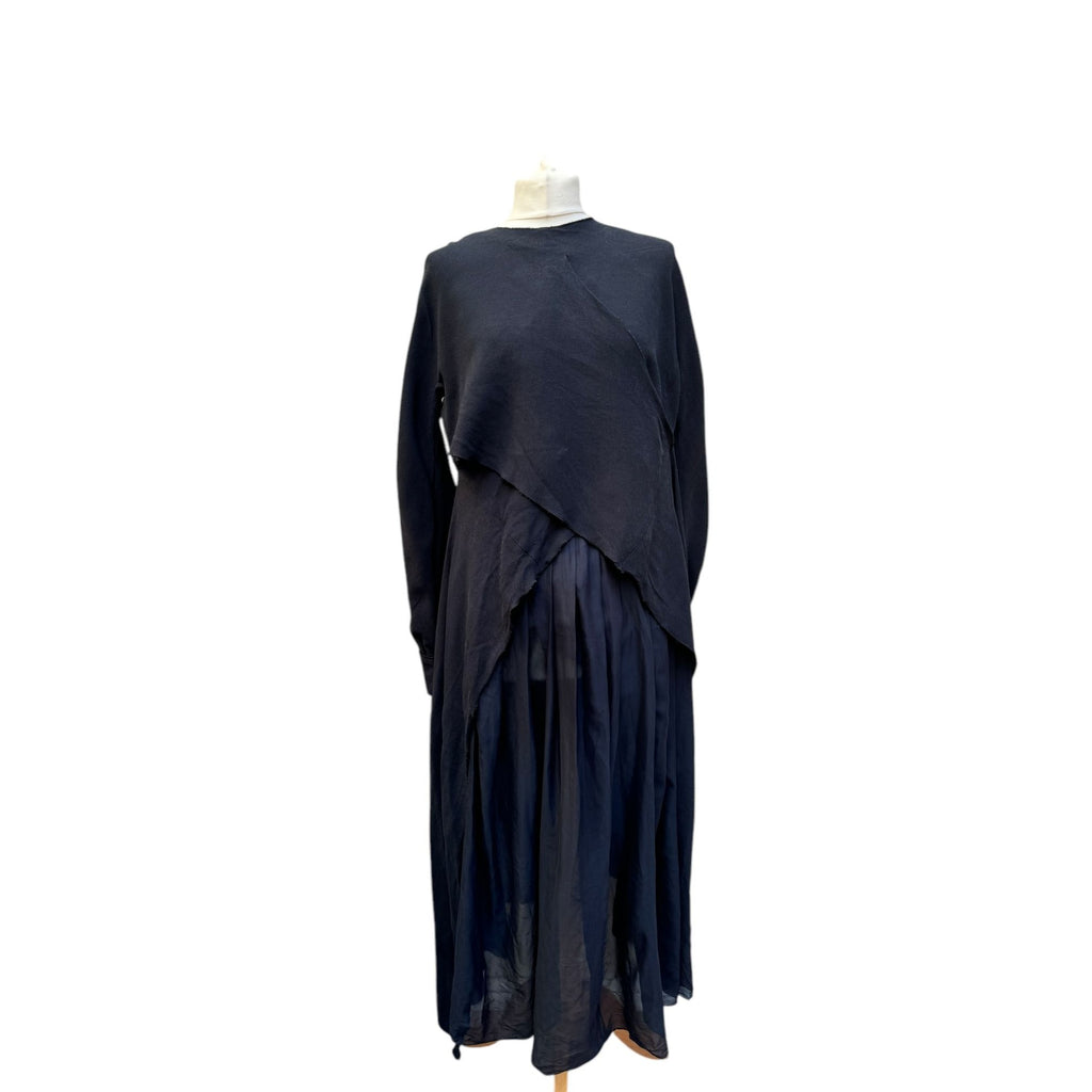 Phoebe Philo Rare Black Navy Silk Fusion Dress