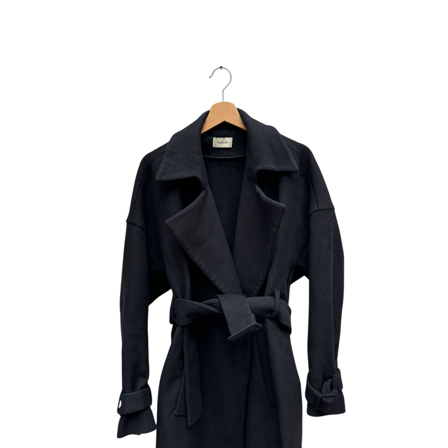 Black Wool Belted Coat