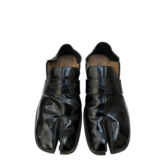Black Leather Tabi Loafers 