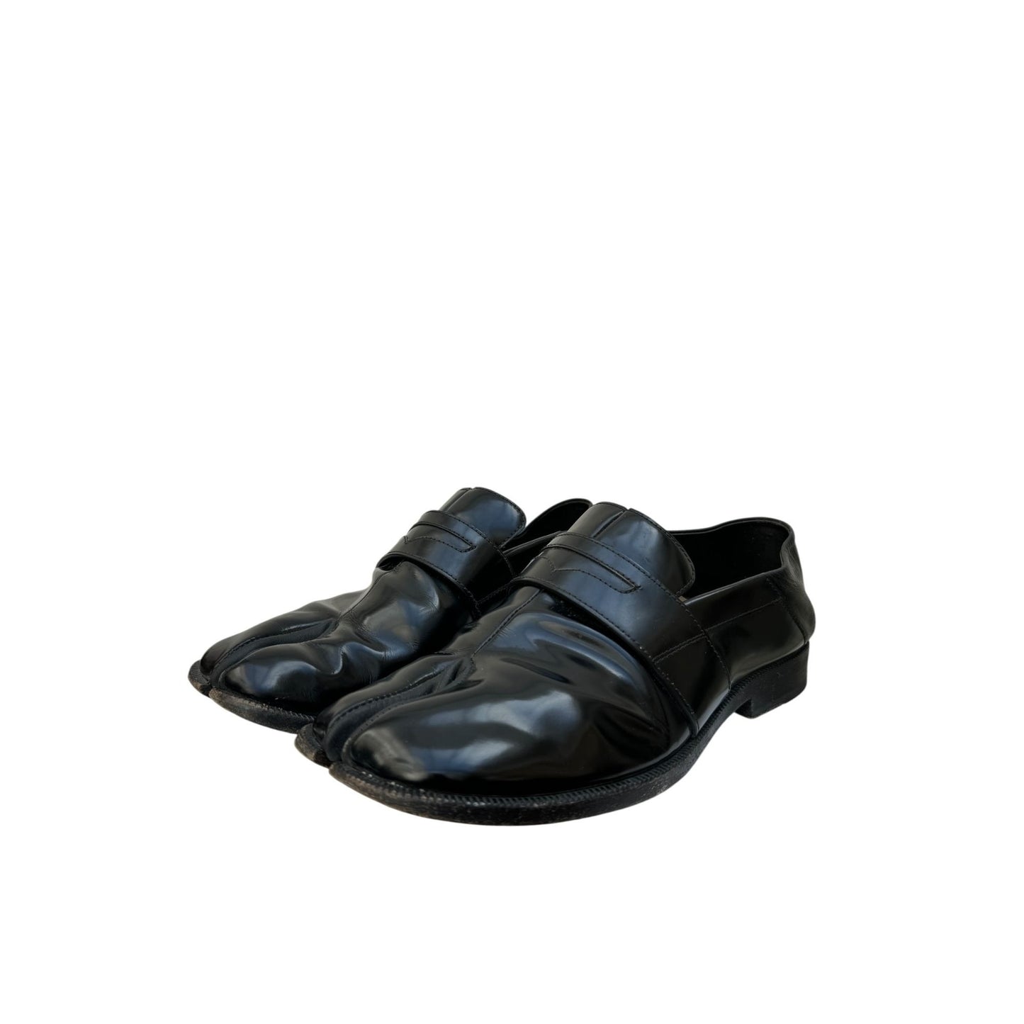 Black Leather Tabi Loafers 