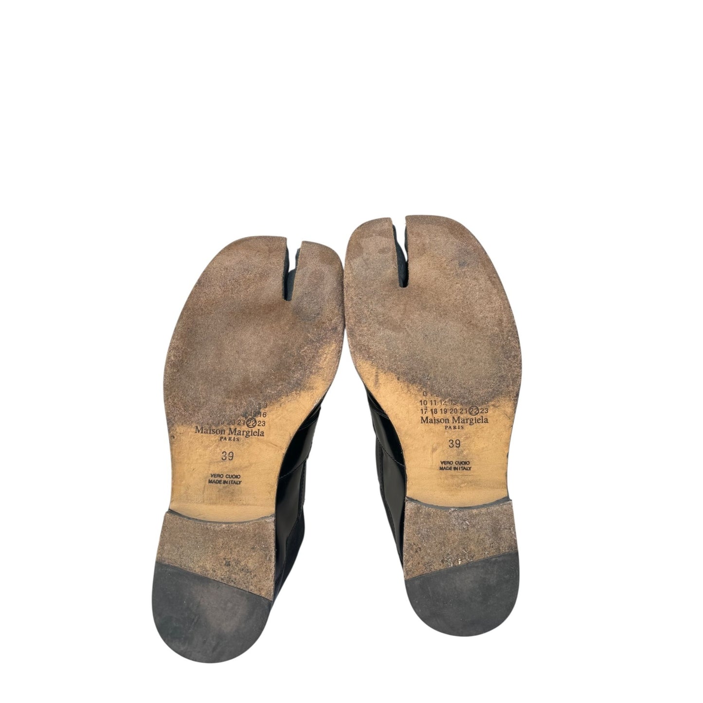 Black Leather Tabi Loafers 