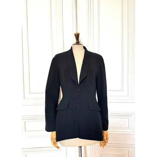 1990s Black Structured Corset Blazer