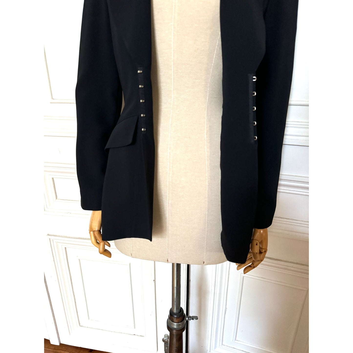 1990s Black Structured Corset Blazer