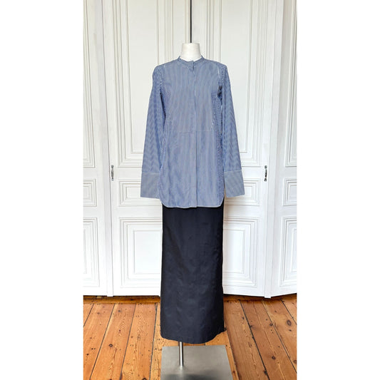 Phoebe Philo Blue Striped Mandarin Collar Shirt 