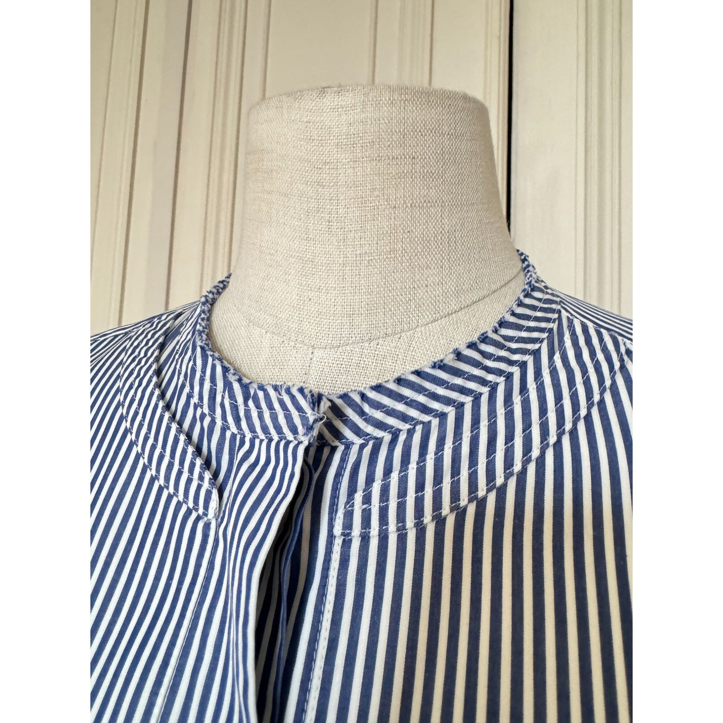 Phoebe Philo Blue Striped Mandarin Collar Shirt 