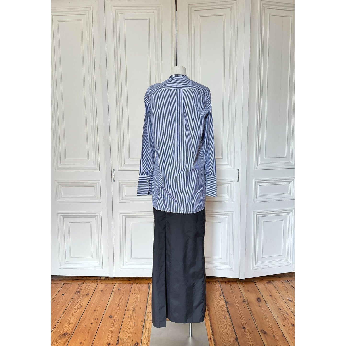 Phoebe Philo Blue Striped Mandarin Collar Shirt 