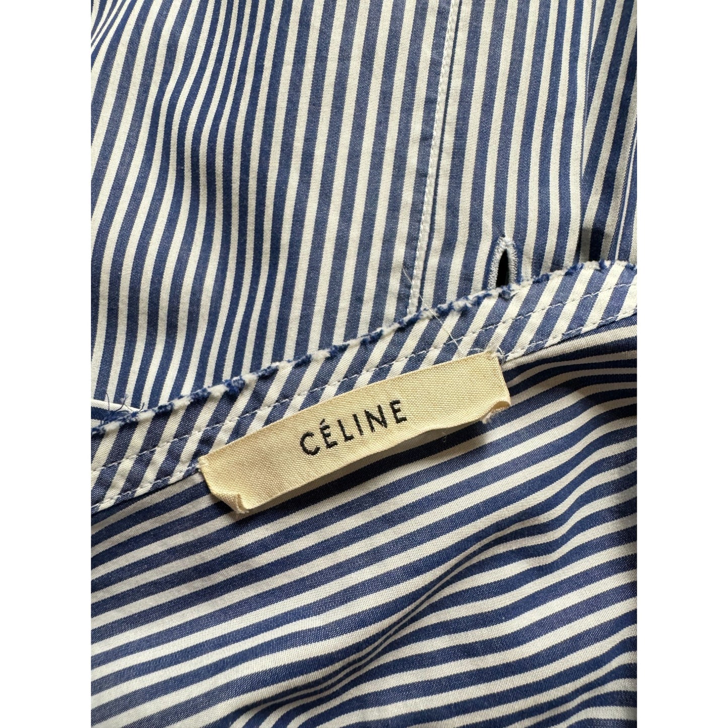 Phoebe Philo Blue Striped Mandarin Collar Shirt 