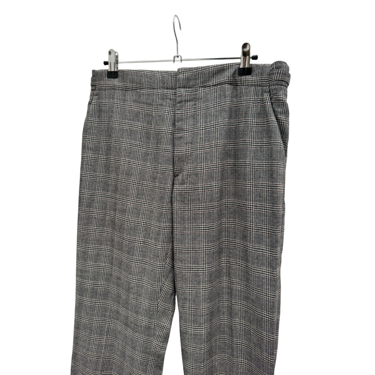Grey Prince of Wales Check Wool Trousers
