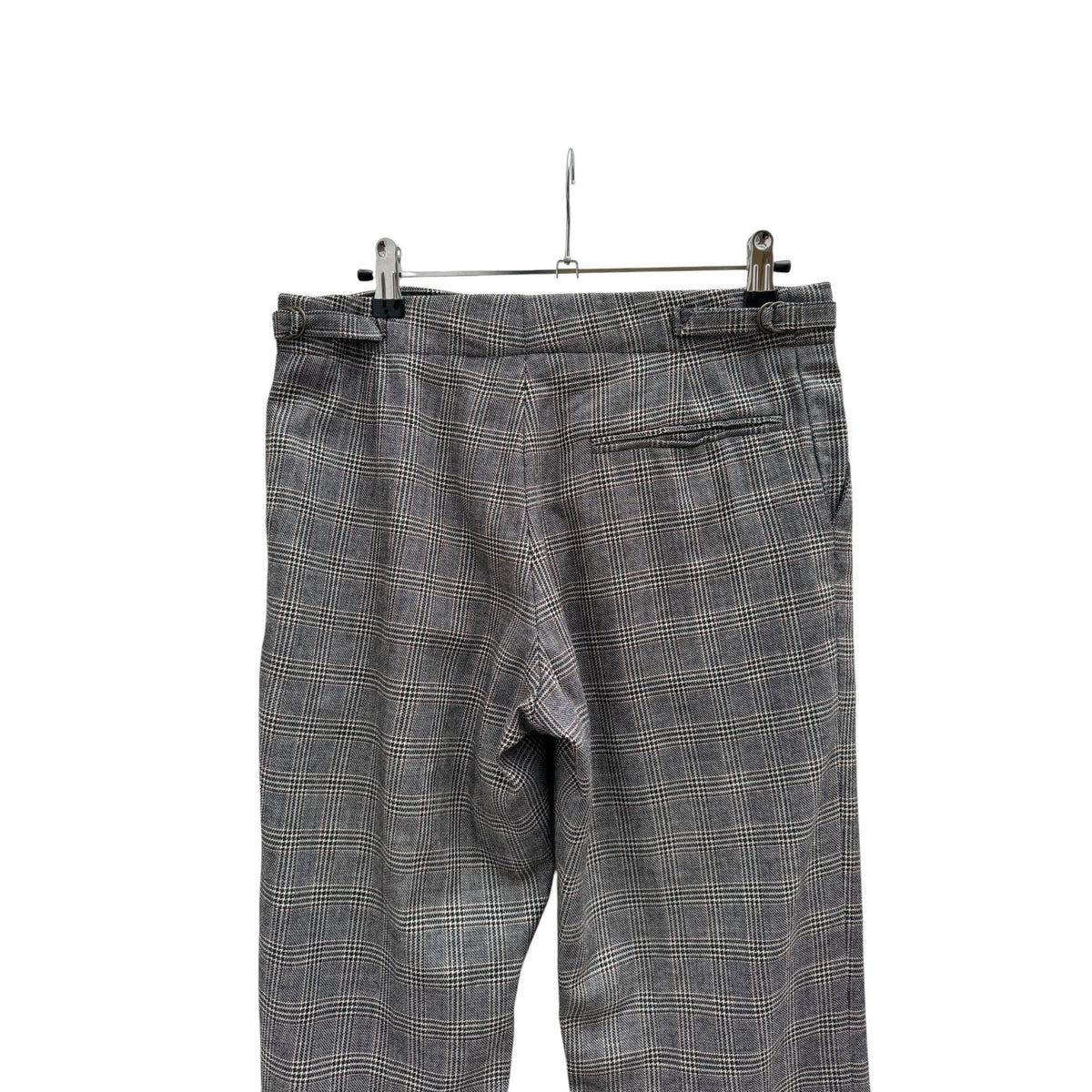 Grey Prince of Wales Check Wool Trousers