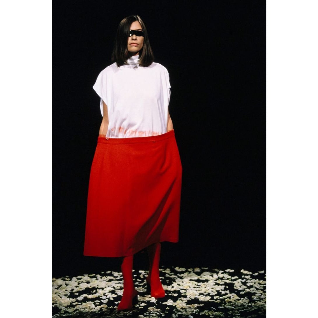 0 Artisanal SS 2001 Oversized Red Pleated Skirt