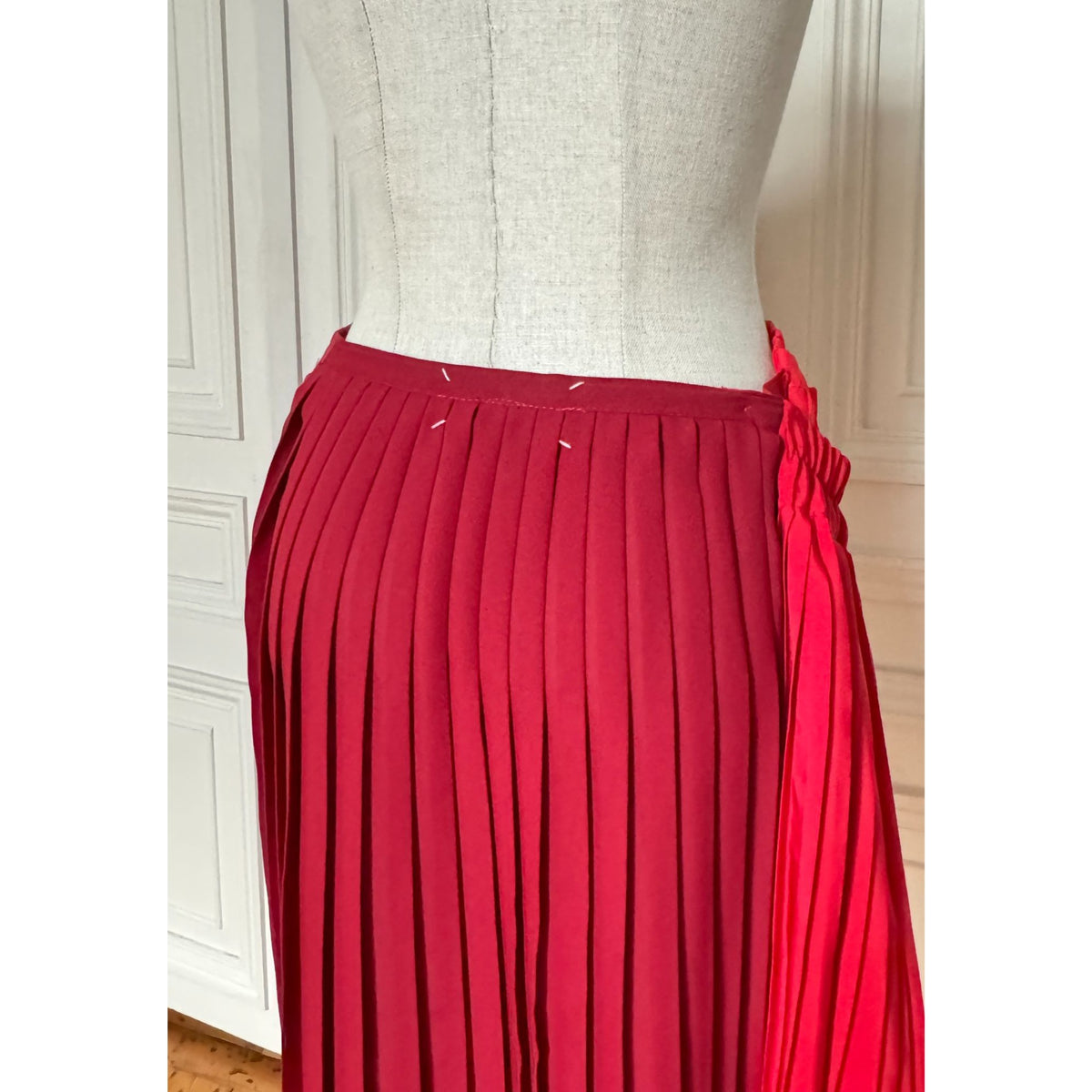 0 Artisanal SS 2001 Oversized Red Pleated Skirt