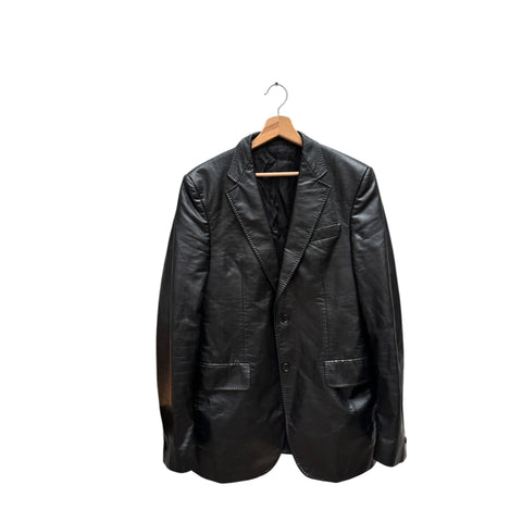 Black Vegan Leather Blazer Jacket