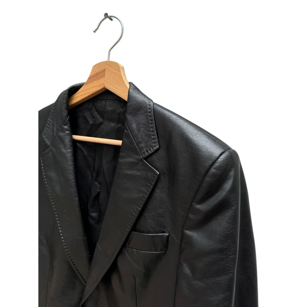 Black Vegan Leather Blazer Jacket