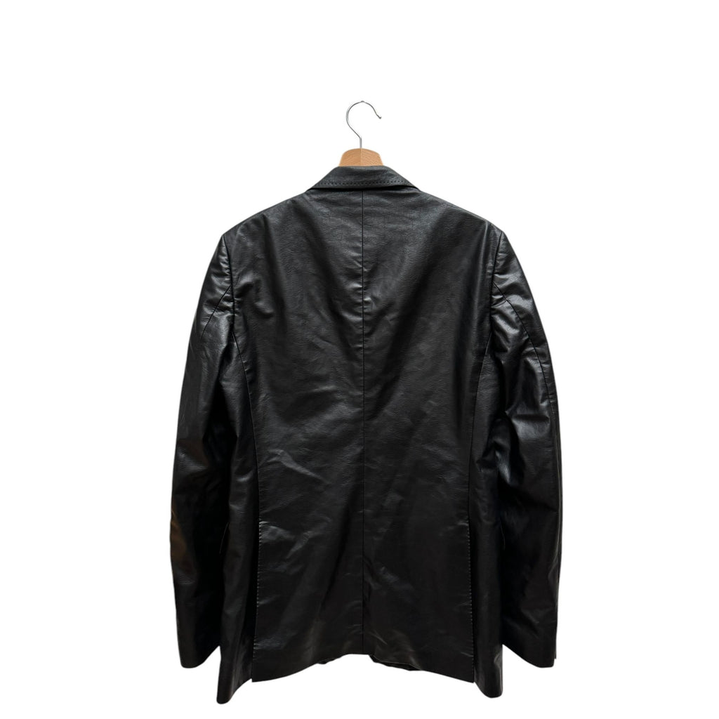 Black Vegan Leather Blazer Jacket