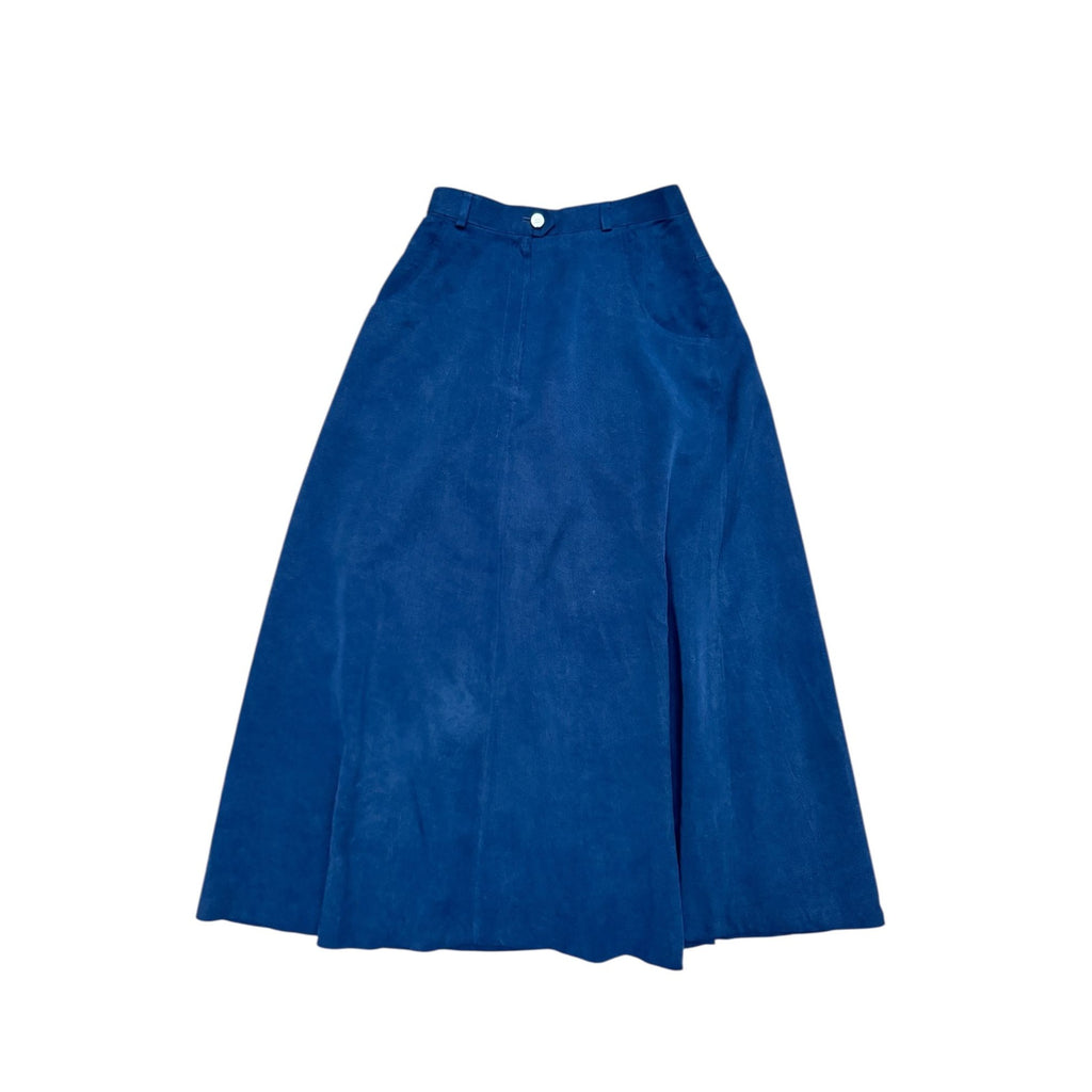 Vintage High Waist Navy Cotton Maxi Skirt 