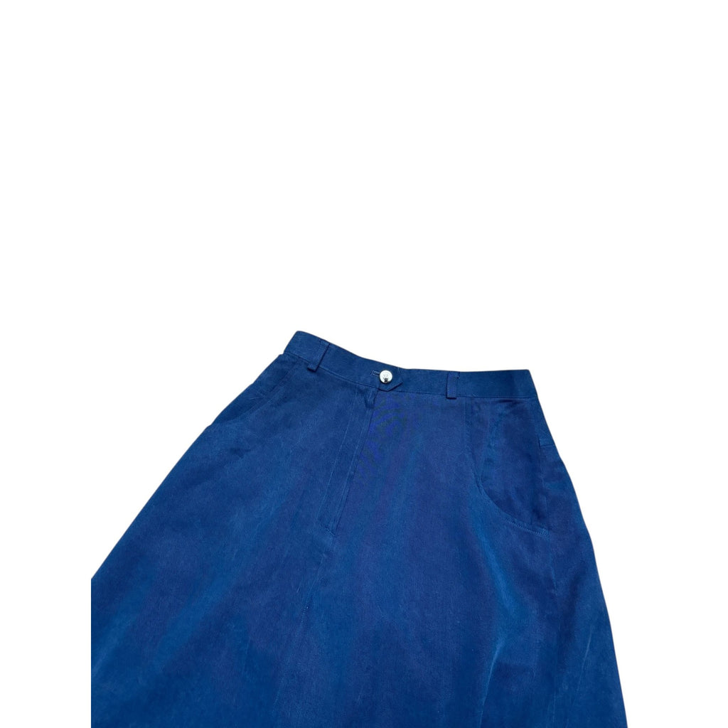 Vintage High Waist Navy Cotton Maxi Skirt 