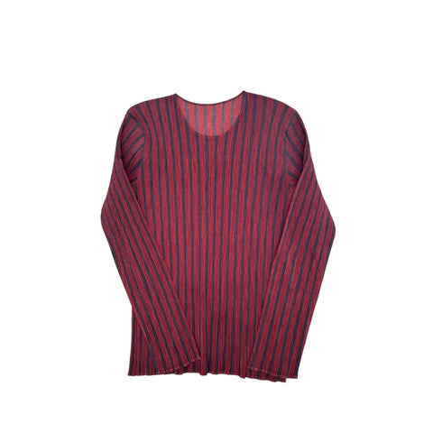 Burgundy Striped Pleats Please Top