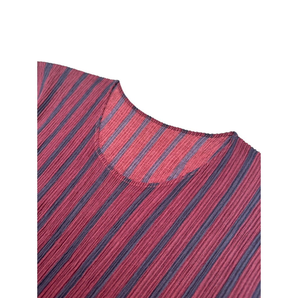 Burgundy Striped Pleats Please Top