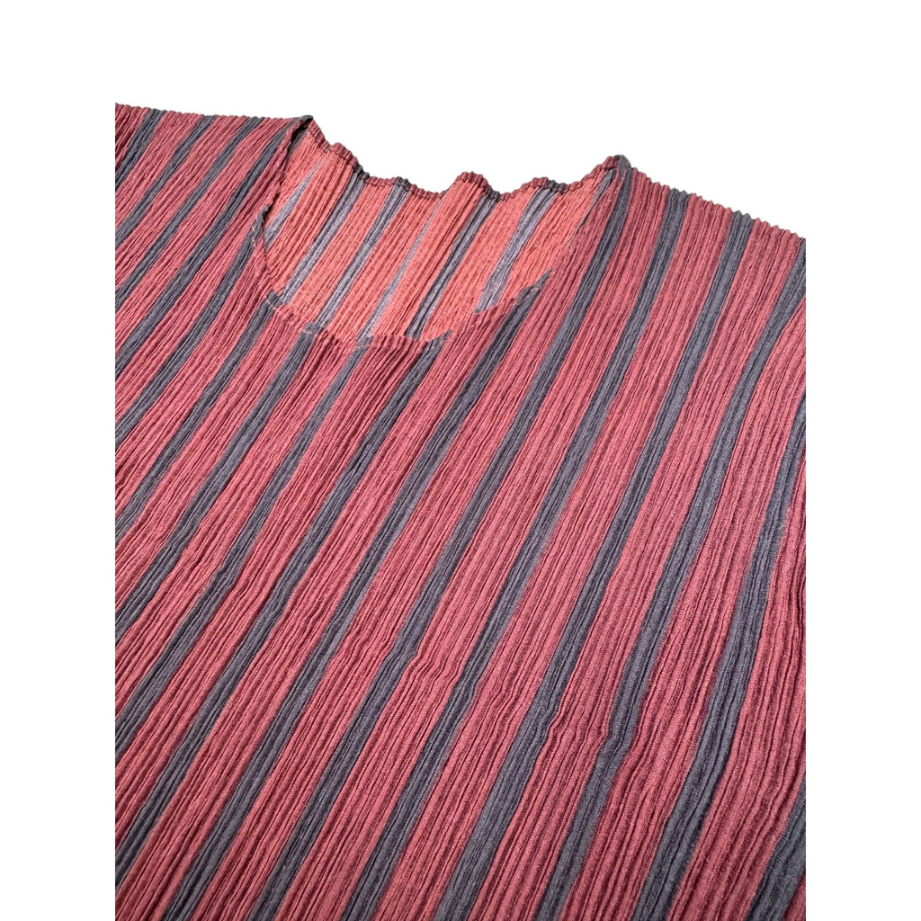 Burgundy Striped Pleats Please Top