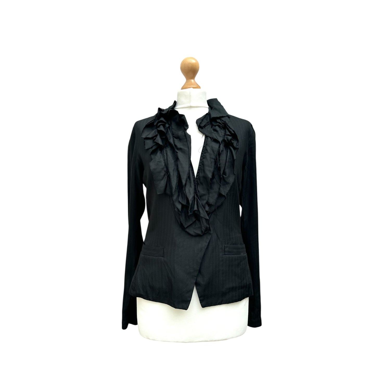 Black Silk Ruffled Jacket